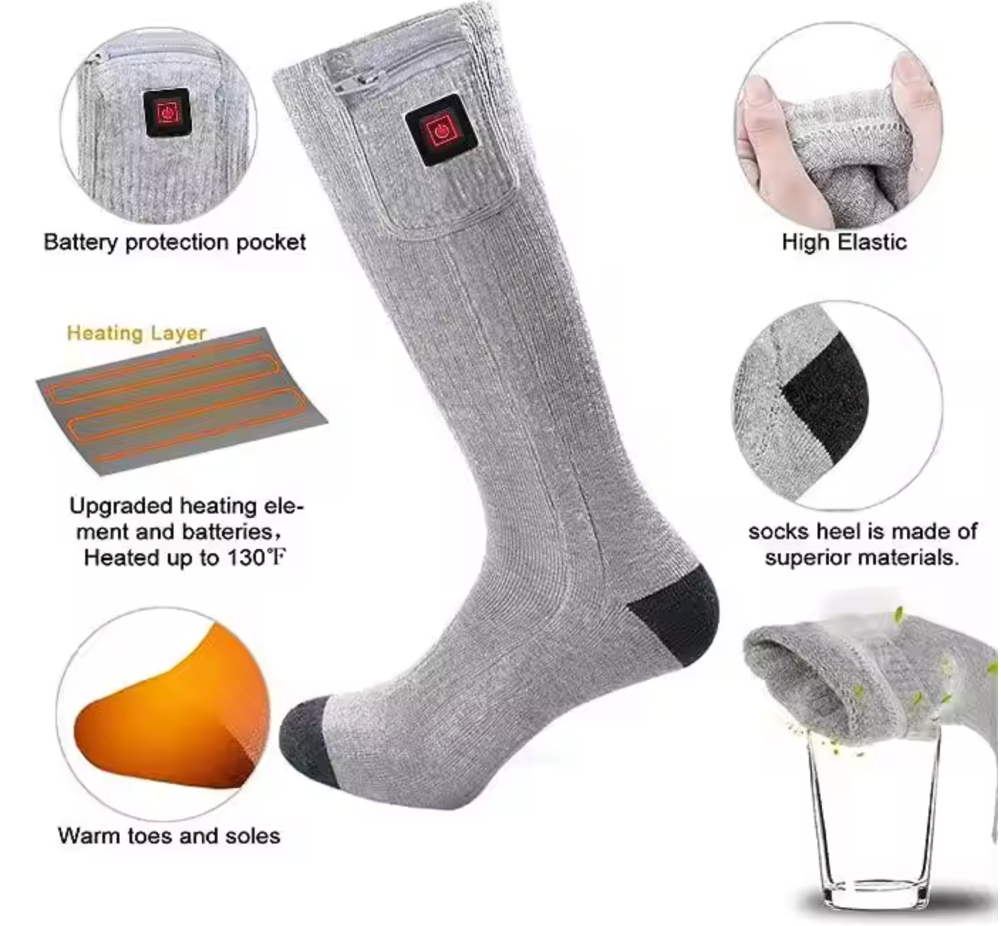 LITEGUEST™ USB Heated Leg Warmers Socks Winter Wear with 3 Heat Levels