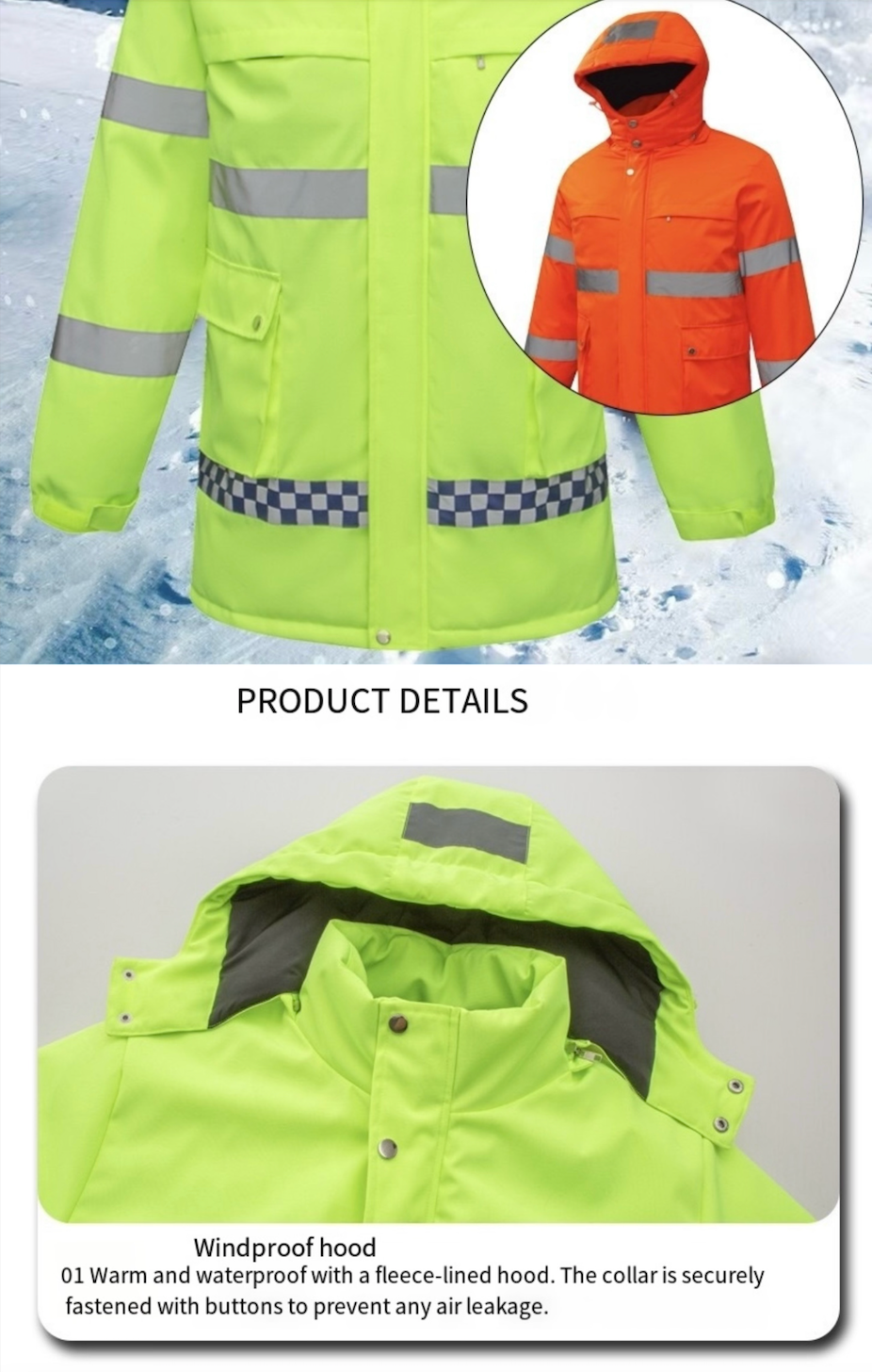 LITEGUEST USB Heated Reflective Waterproof Work Jacket For Winter