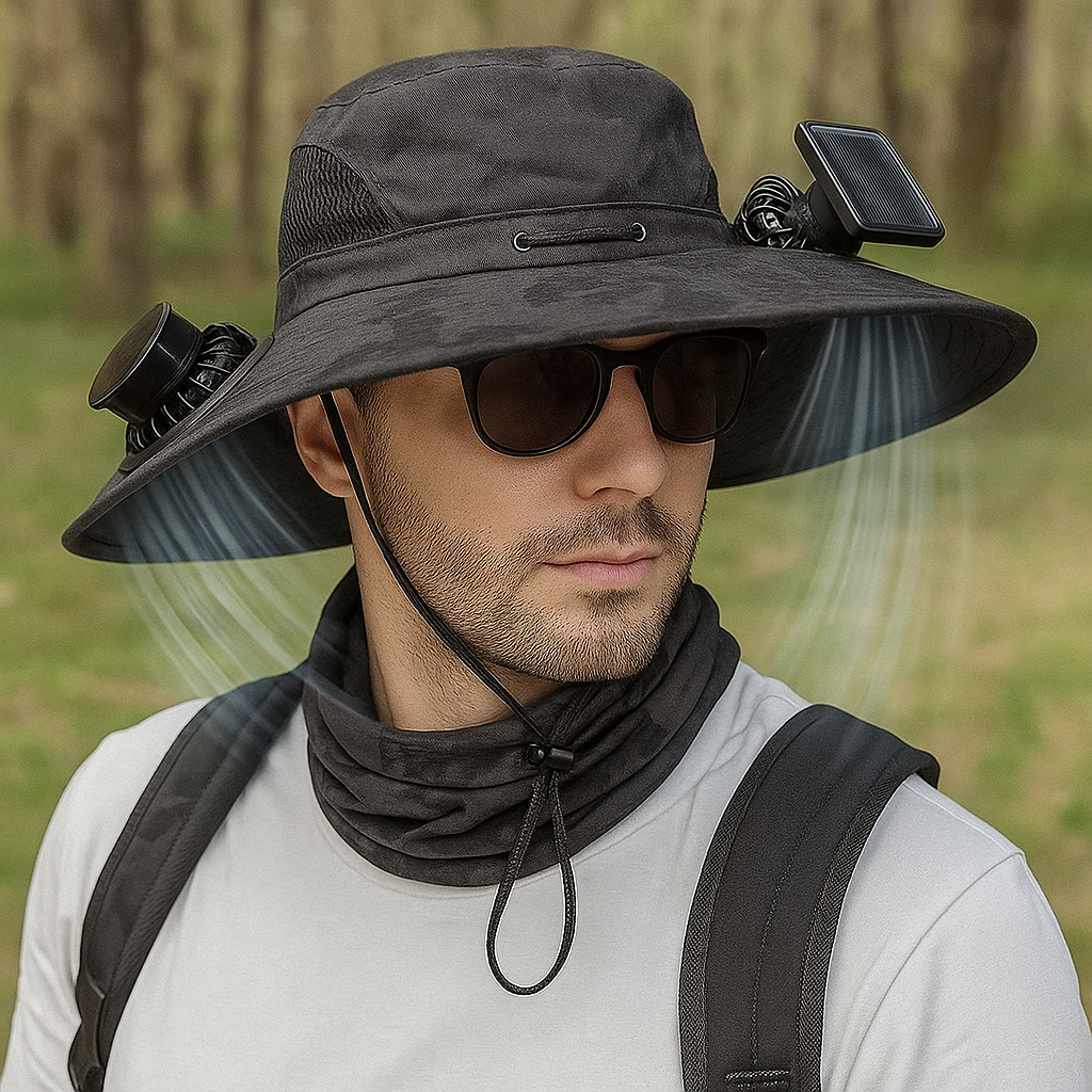 LITEGUEST™ Solar-Powered Fan Hat – Dual-Fan Wide-Brim UV Protection for Outdoor Cooling