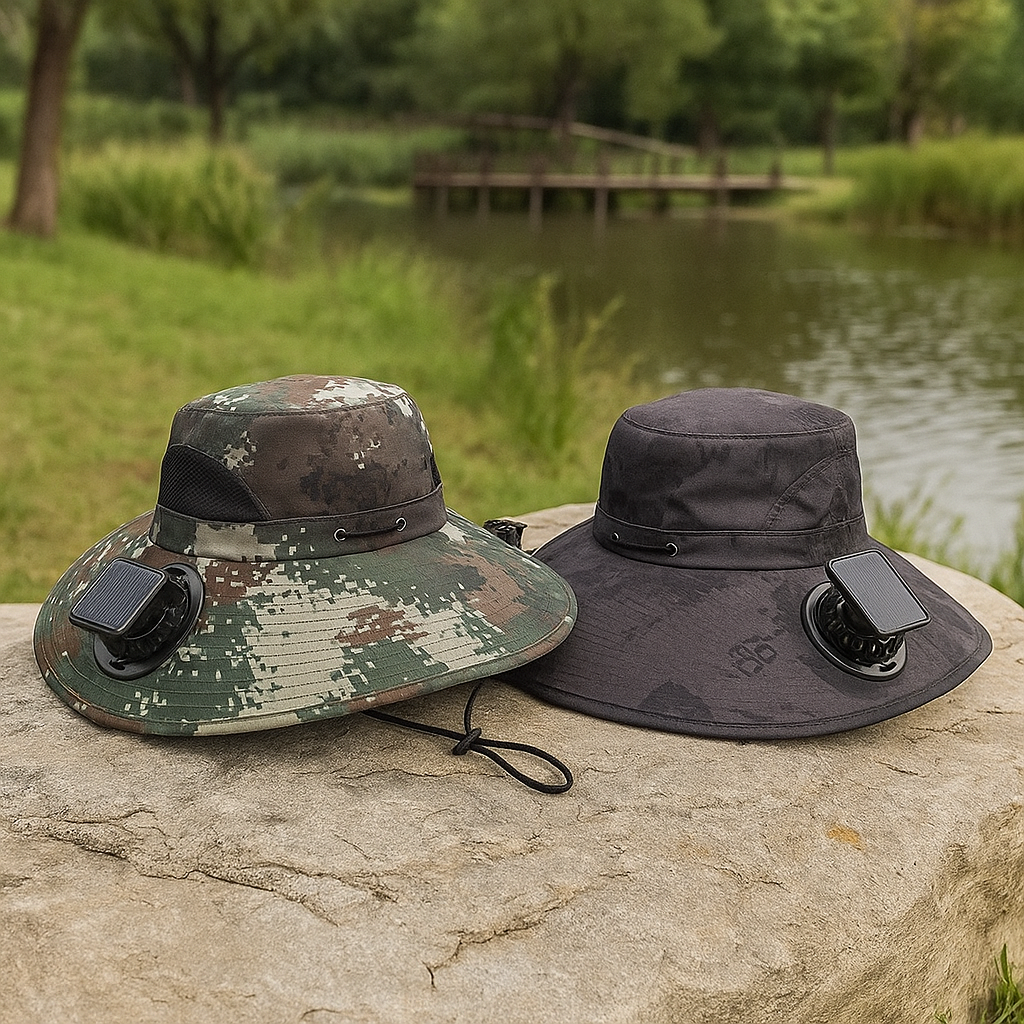 LITEGUEST Solar-Powered Fan Cooling Hat Dual-Fan Wide-Brim Protection