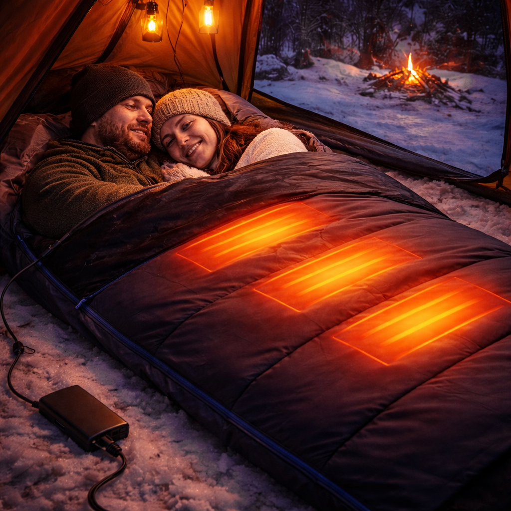 LITEGUEST USB Heated Double Sleeping Bag – Warm Comfort for Camping