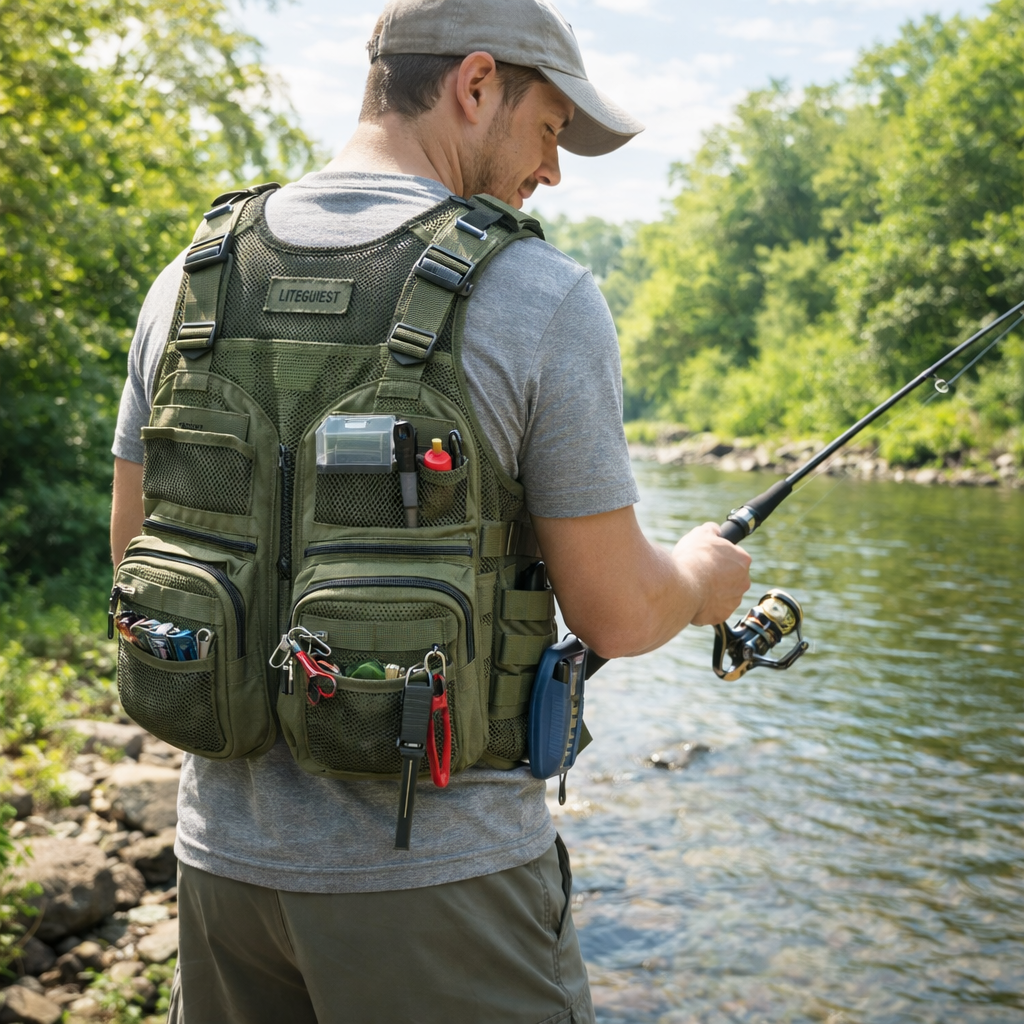 LITEGUEST Tactical Fishing Vest – Breathable Outdoor Utility Vest