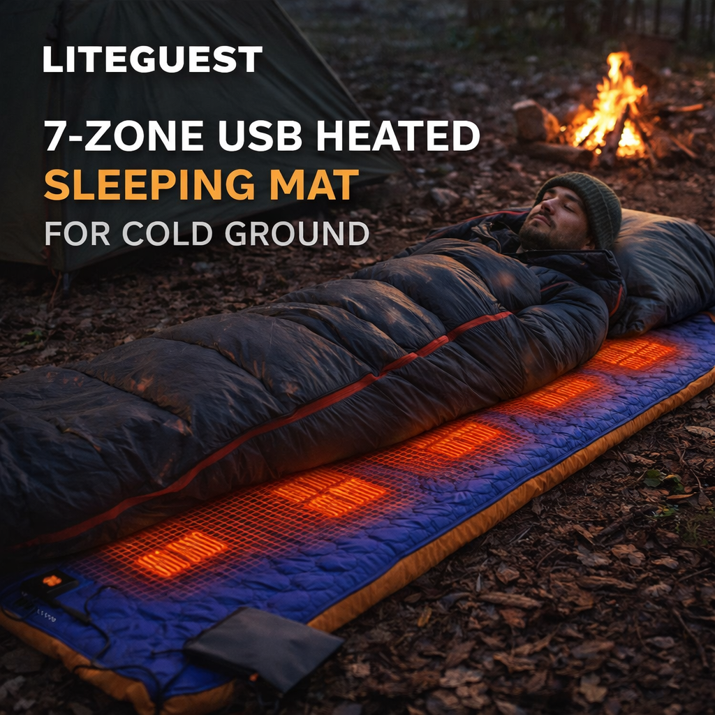 LITEGUEST 7-Zone USB Heated Sleeping Mat for Cold Ground Comfort