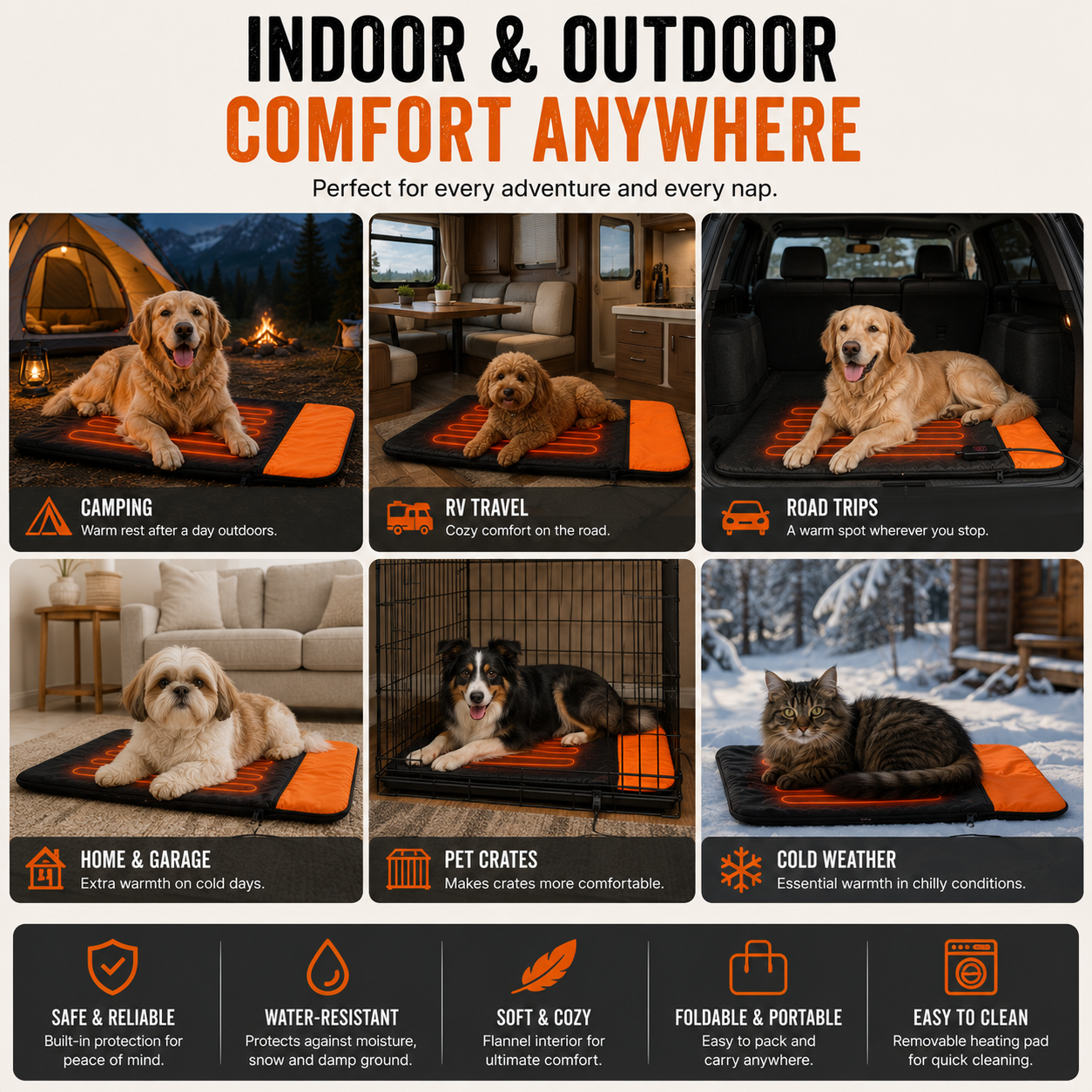LITEGUEST Heated Pet Bed | USB Heated Pet Sleeping Bag for Dogs & Cats