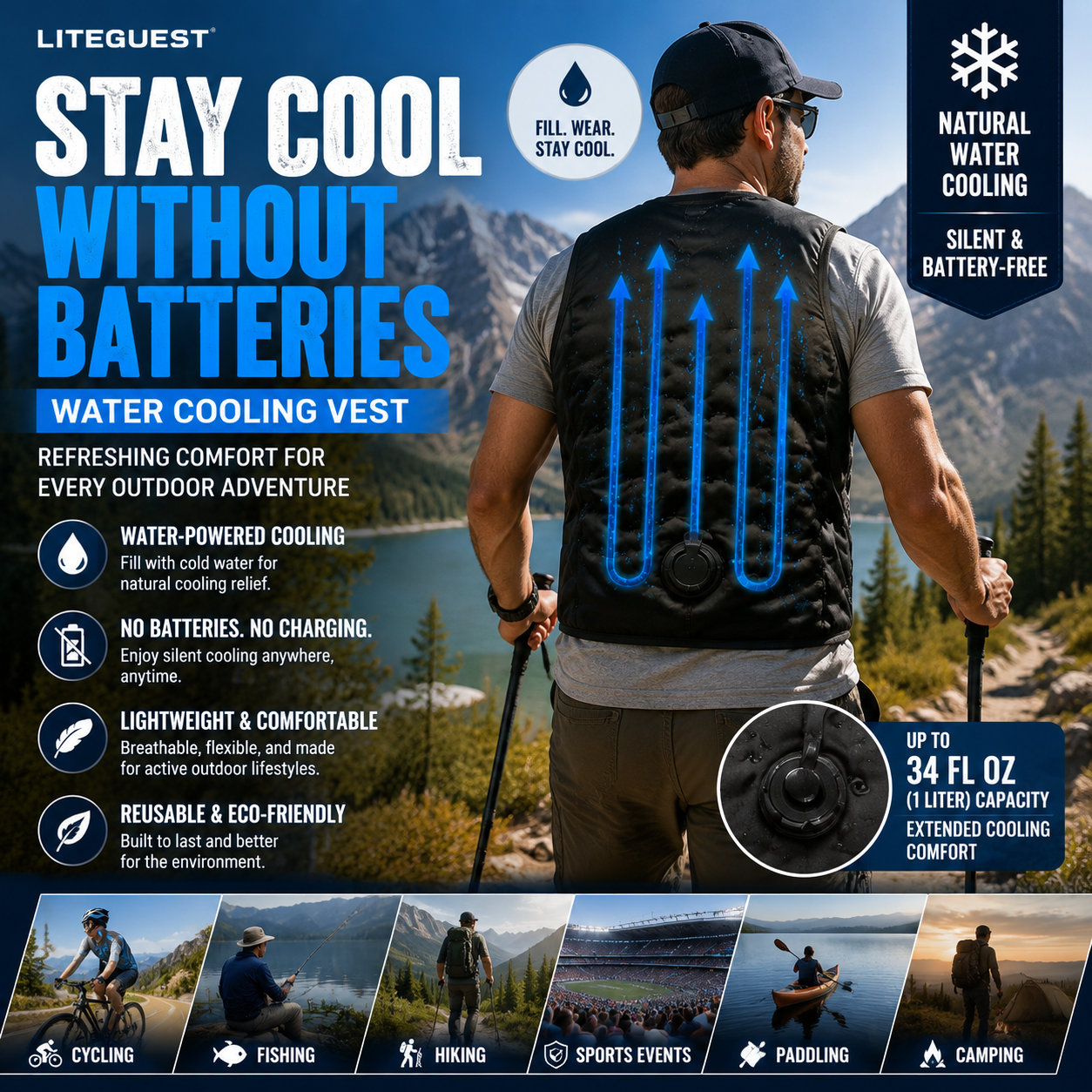 LITEGUEST Water Cooling Vest | Battery-Free Cooling for Outdoor Activities