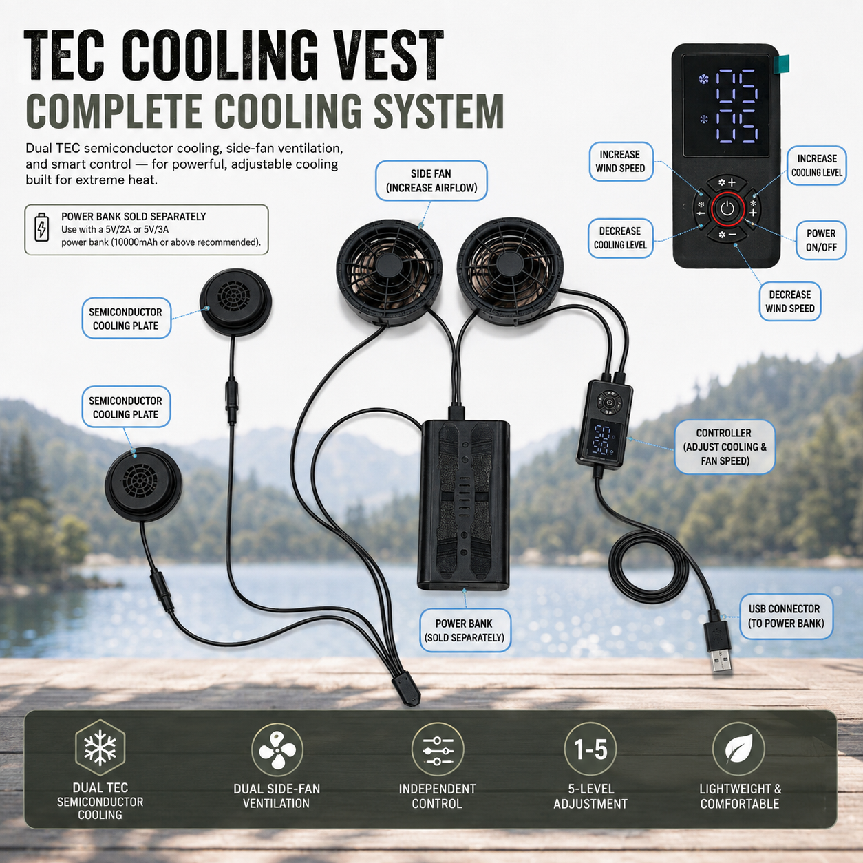 LITEGUEST Hooded TEC Cooling Vest – Dual Semiconductor Cooling