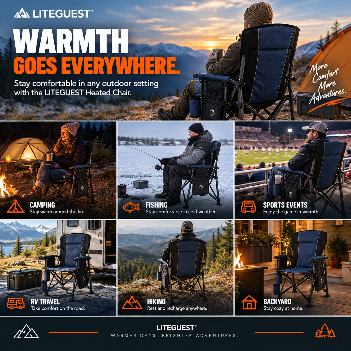 LITEGUEST Heated Camping Chair | USB-Powered Folding Chair