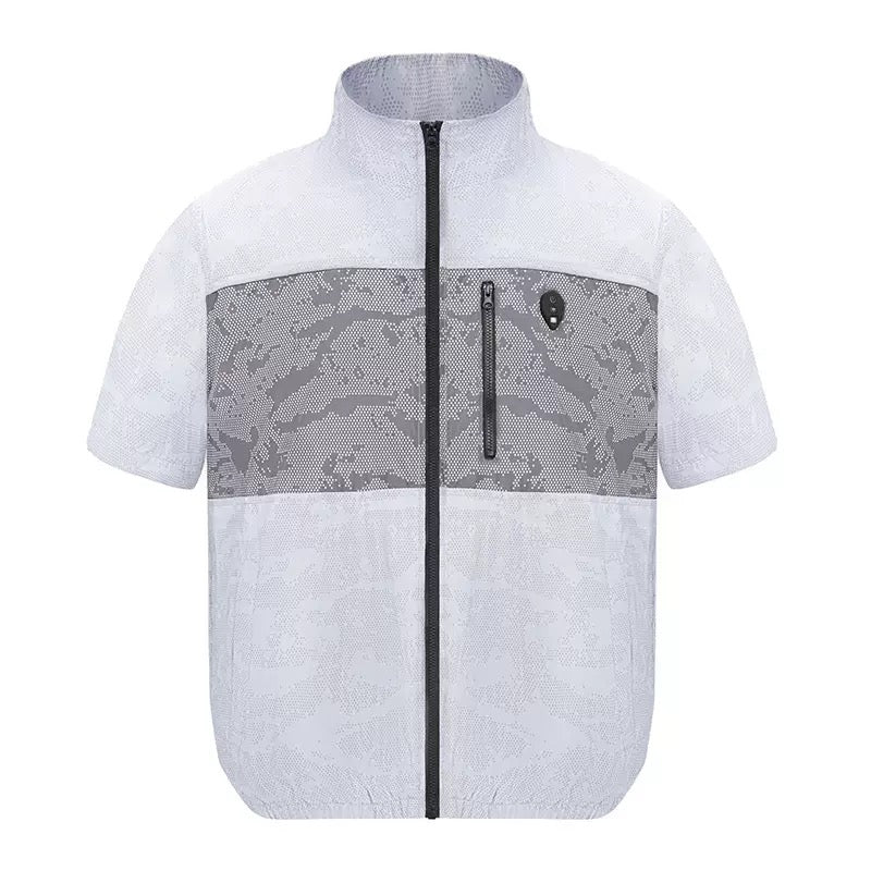 Cooling Fan Jacket with LED Light – Portable Air Conditioned Shirt for Summer Night Fishing, Hiking, and Camping