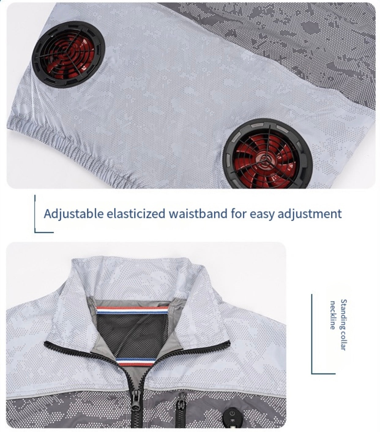 Cooling Fan Jacket with LED Light – Portable Air Conditioned Shirt for Summer Night Fishing, Hiking, and Camping