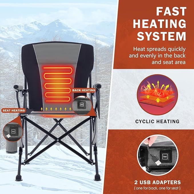 LITEGUEST Heated Folding Chair – Portable Warmth for Outdoor Seating