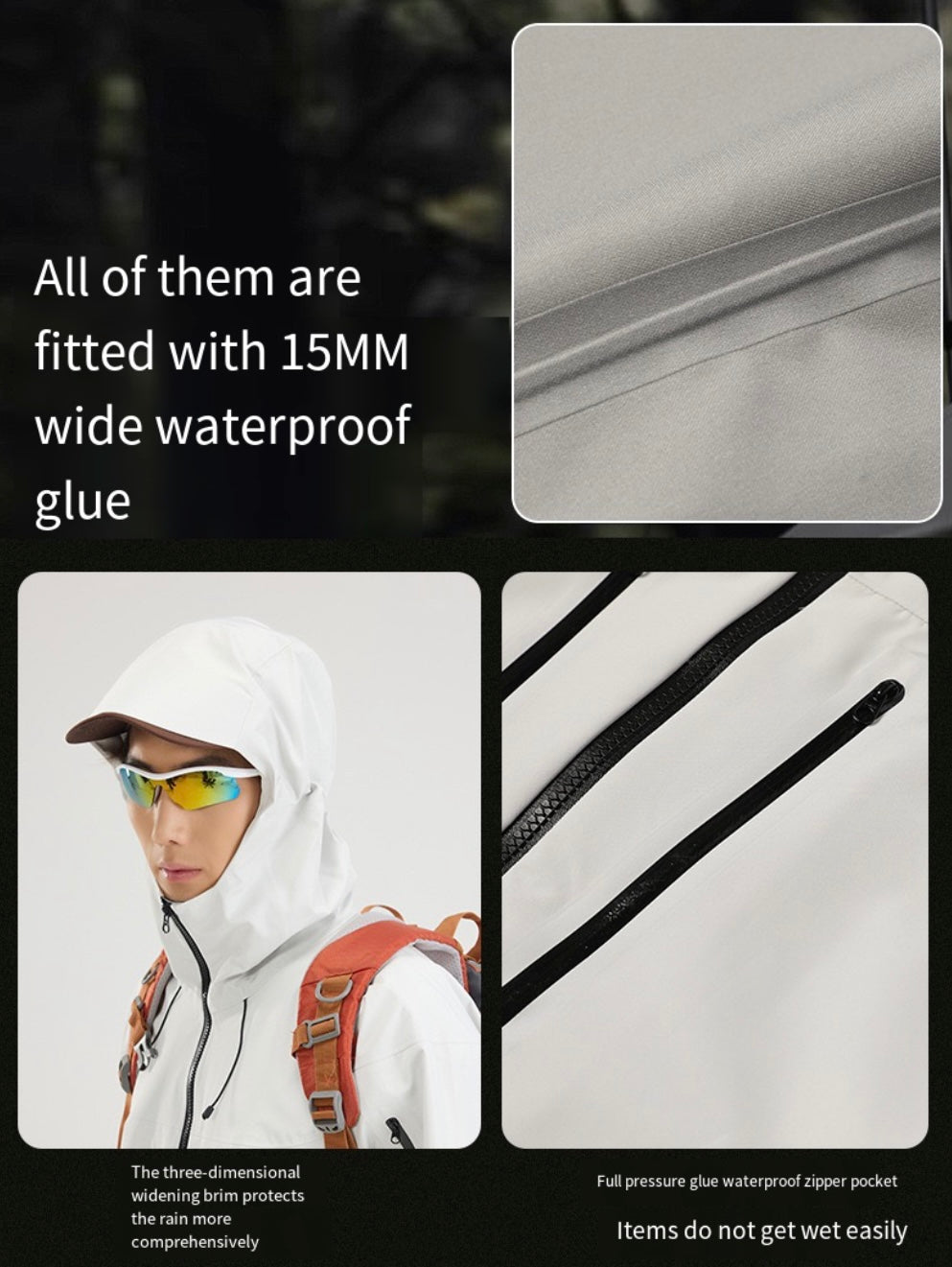 LITEGUEST™ Waterproof Hard Shell Jacket – 3-Layer, Windproof & Breathable