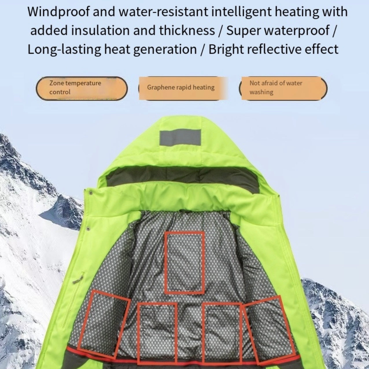 LITEGUEST USB Heated Reflective Waterproof Work Jacket For Winter