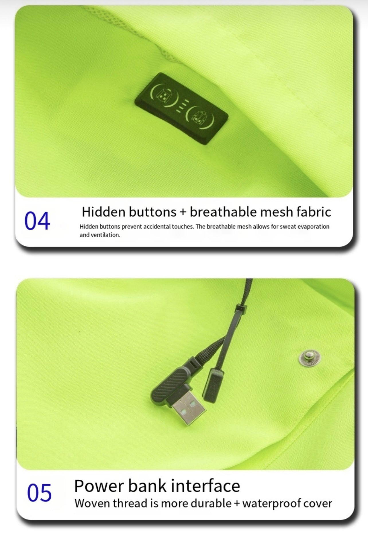 LITEGUEST USB Heated Reflective Waterproof Work Jacket For Winter