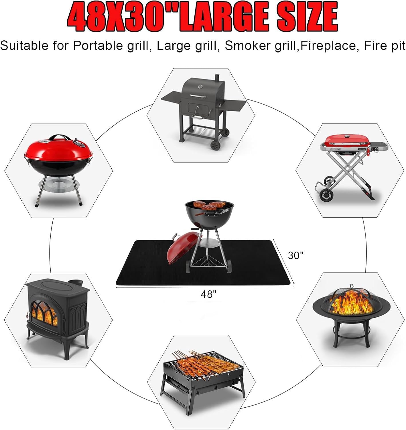 LITEGUEST Fireproof Grill Mat – Heat Resistant Outdoor Floor Pad