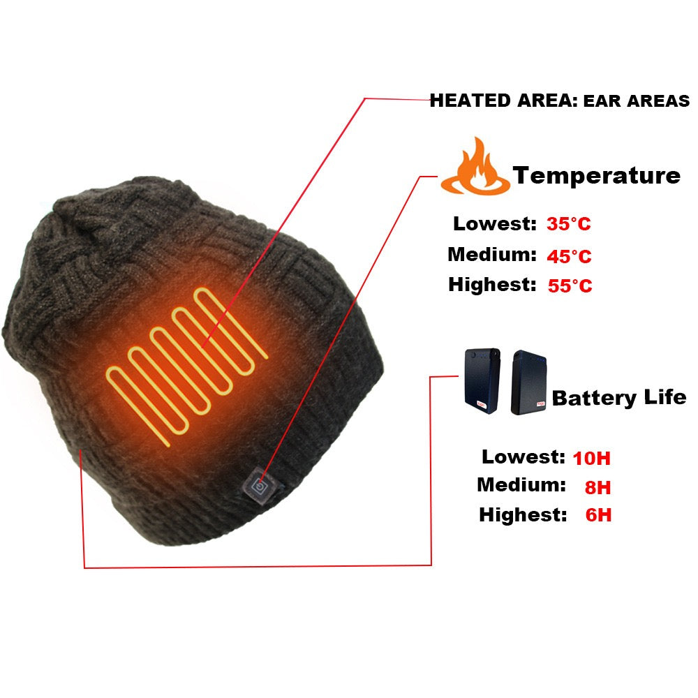 LITEGUEST™ Heated Knit Hat – USB-Powered Thermal Beanie for Winter Outdoors