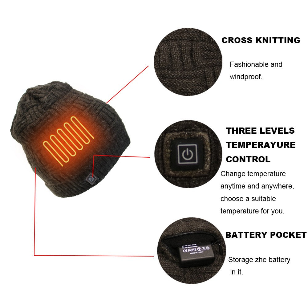 LITEGUEST™ Heated Knit Hat – USB-Powered Thermal Beanie for Winter Outdoors