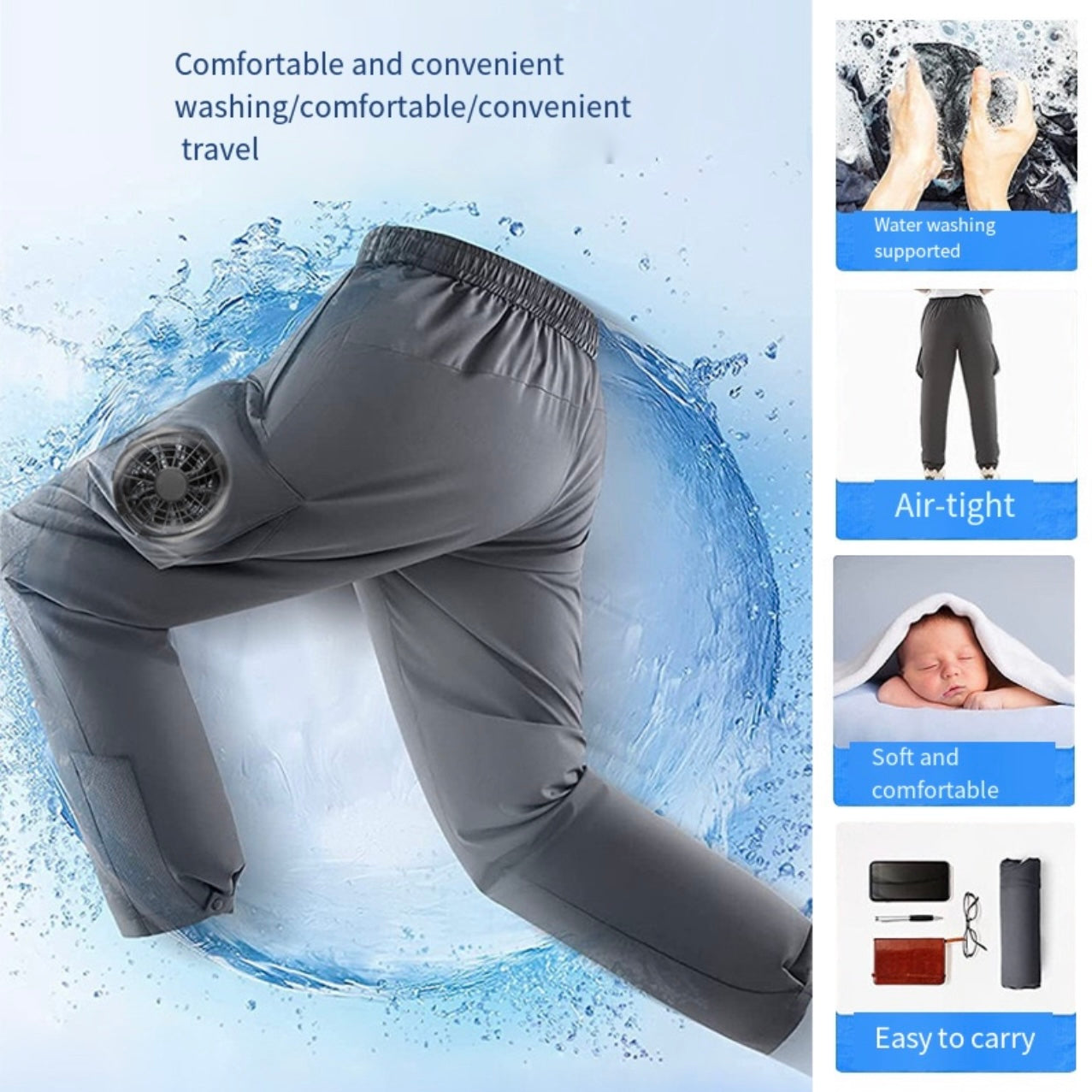 LITEGUEST Smart Air-Conditioned Fan Cooling Pants – USB Dual Fans