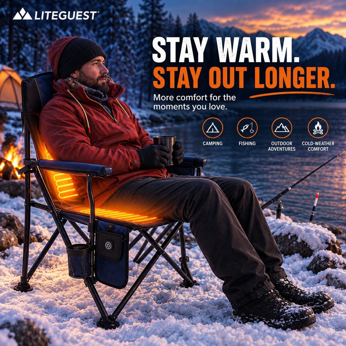 LITEGUEST Heated Camping Chair | USB-Powered Folding Chair