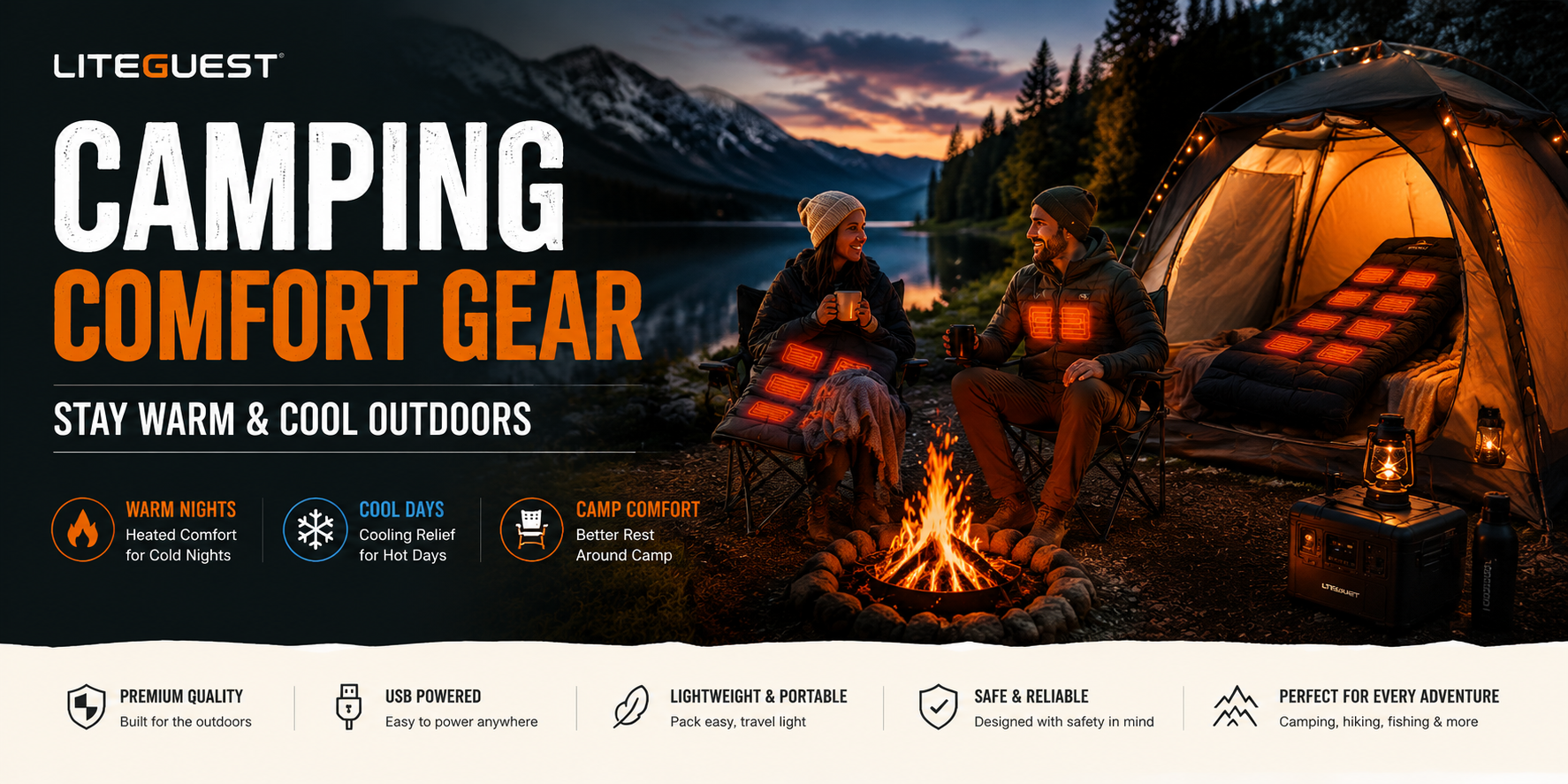 Camping Comfort Gear for 4 Seasons | Heated & Cooling Gear | LITEGUEST