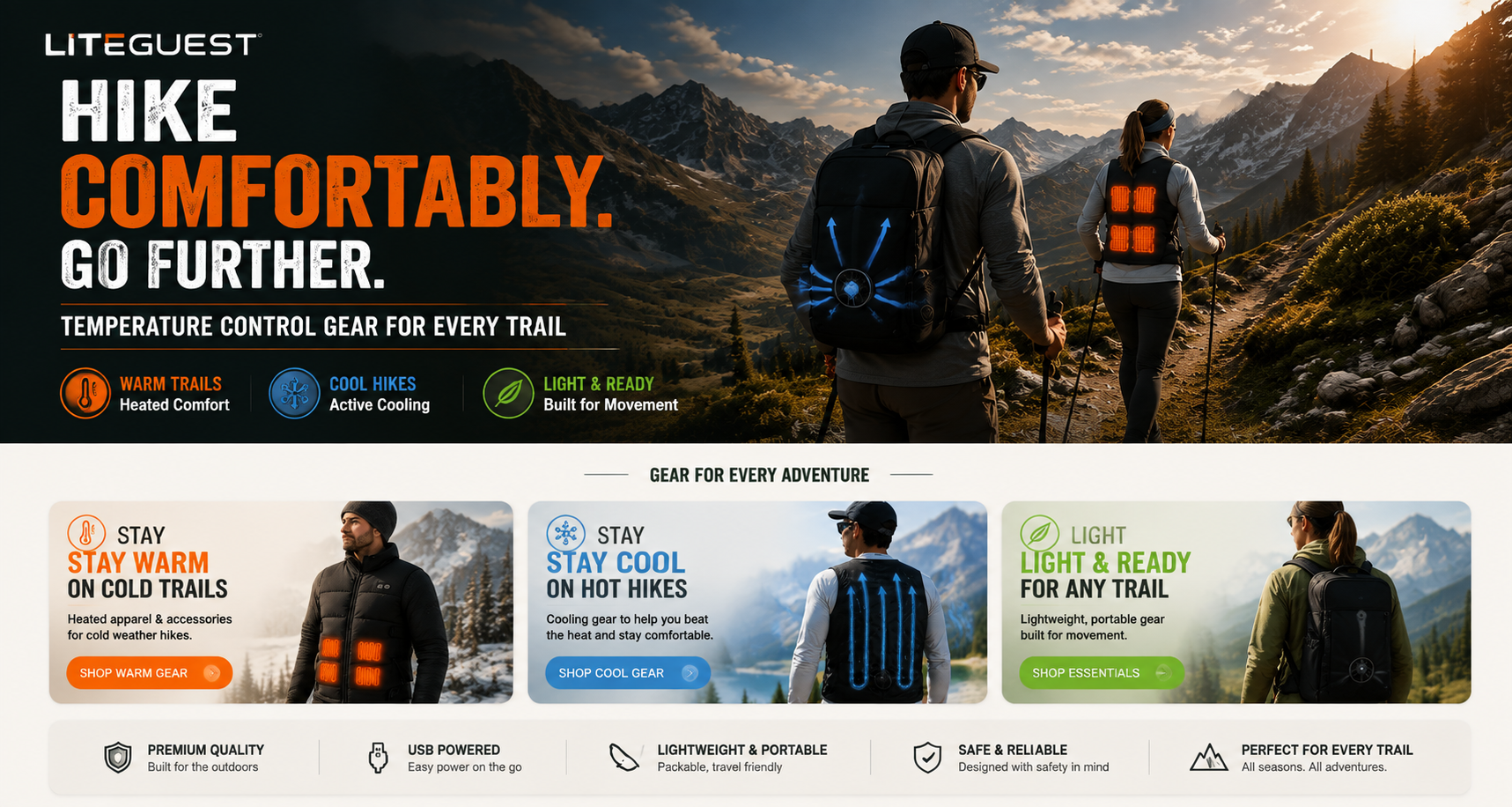 Hiking Comfort Gear for Every Trail Heated & Cooling Gear | LITEGUEST