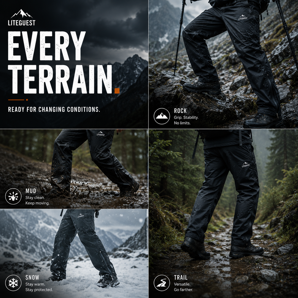 LITEGUEST Adventure Hard Shell Pants – Waterproof Outdoor Shell Pants