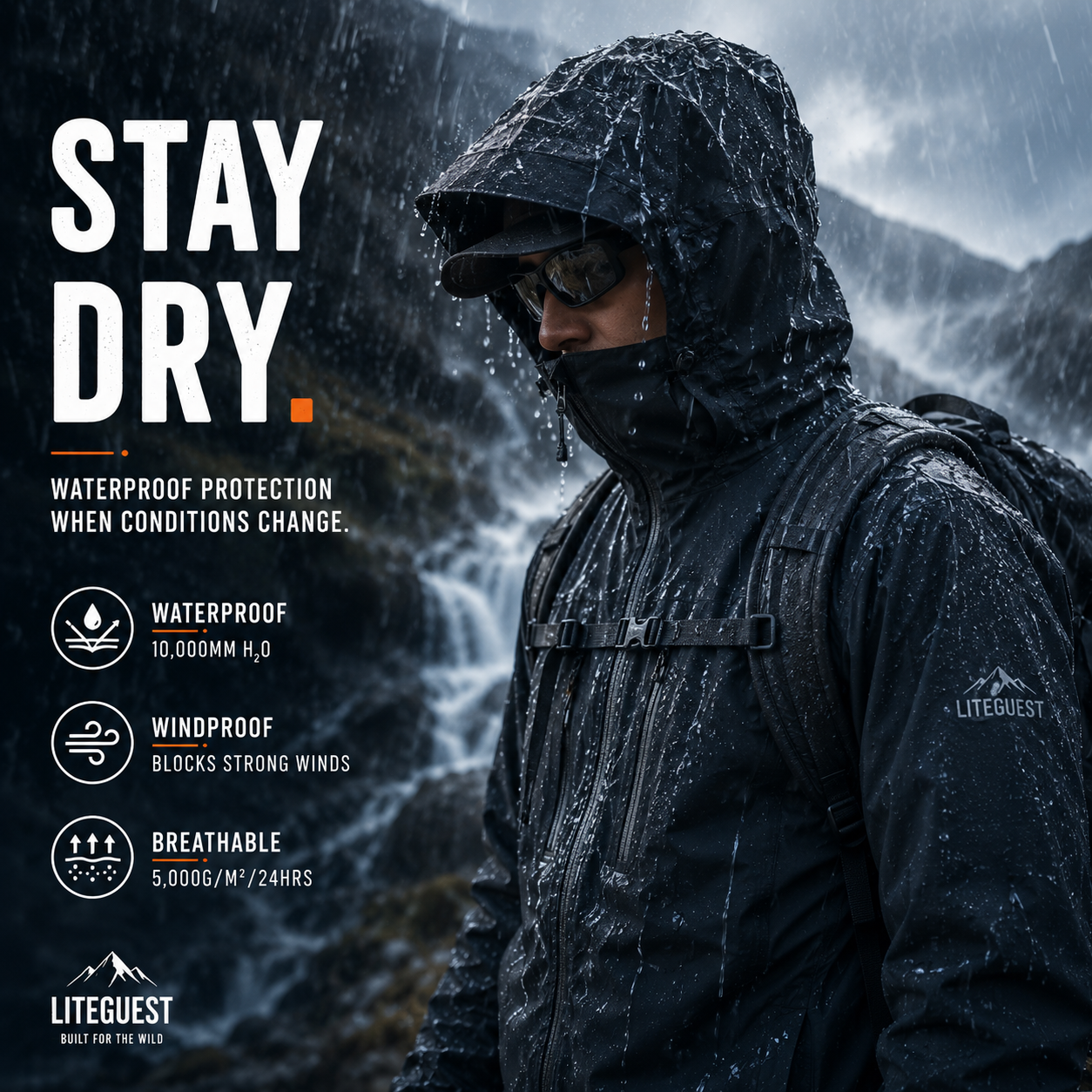 LITEGUEST Adventure Hard Shell Jacket – Waterproof Outdoor Shell