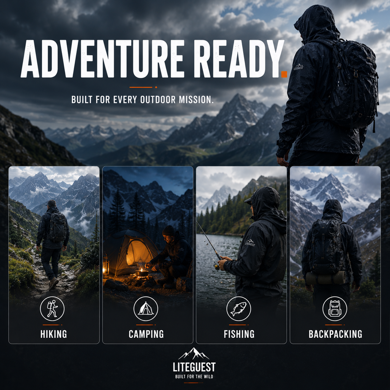 LITEGUEST Adventure Hard Shell Jacket – Waterproof Outdoor Shell