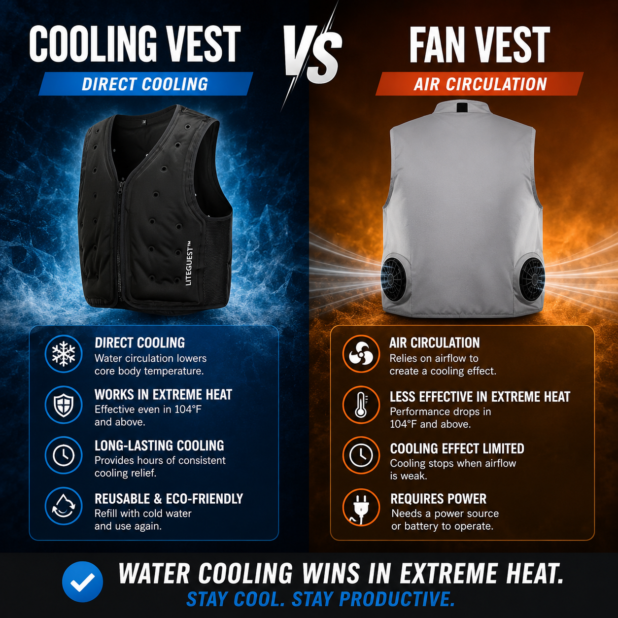 Liteguest Water Cooling Vest for Extreme Heat & Outdoor Work