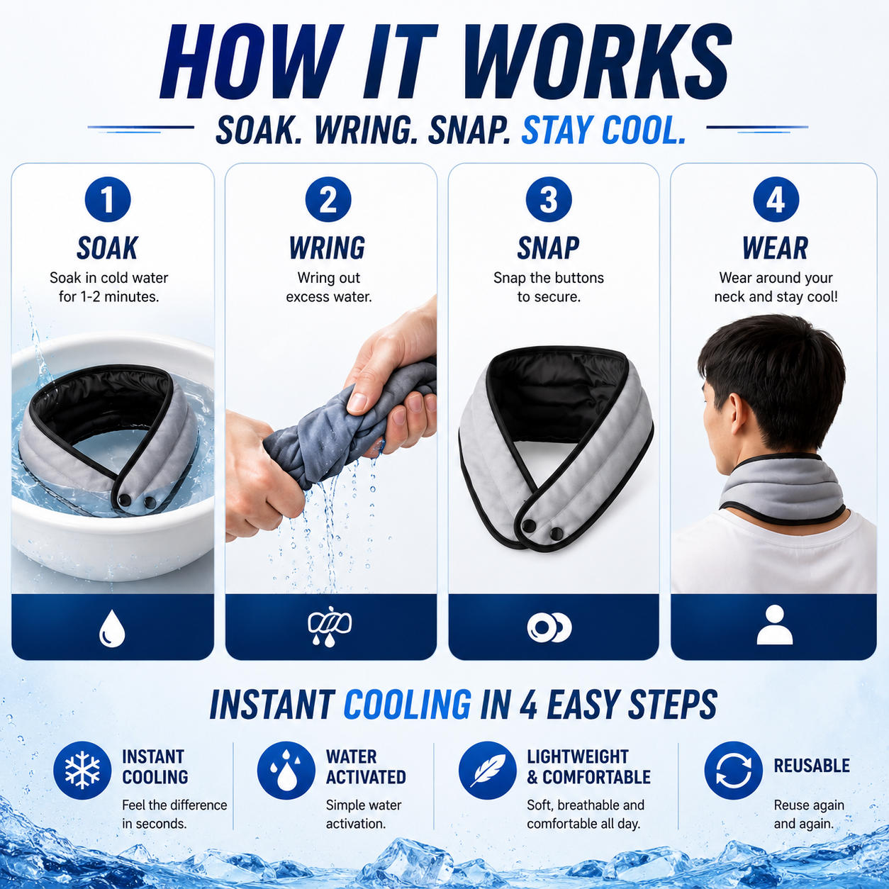LITEGUEST Cooling Ice Neck Wrap | Instant Cooling Relief