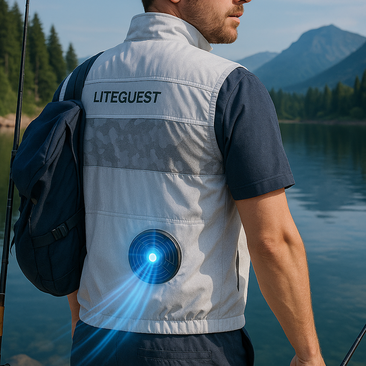 Cooling Fan Jacket with LED Light – Stay Cool for Fishing