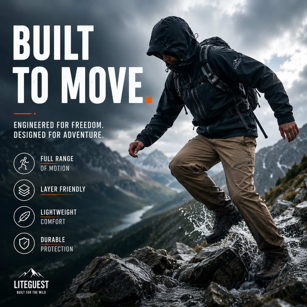 LITEGUEST Adventure Hard Shell Jacket – Waterproof Outdoor Shell