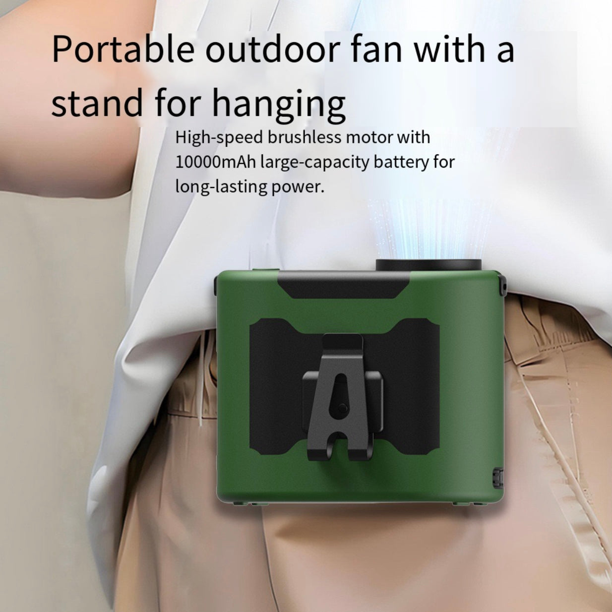 LITEGUEST™ Multifunctional Outdoor Waist Fan – LED Light, IPX5 Water-Resistant, USB-C Rechargeable