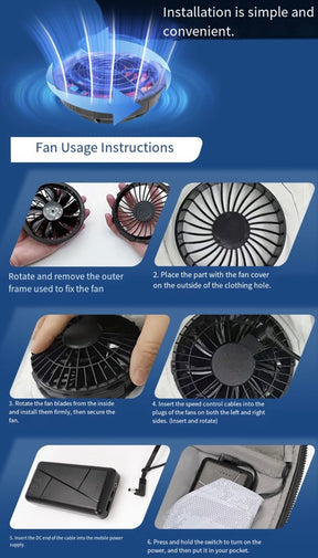 Cooling Fan Jacket with LED Light – Portable Air Conditioned Shirt for Summer Night Fishing, Hiking, and Camping