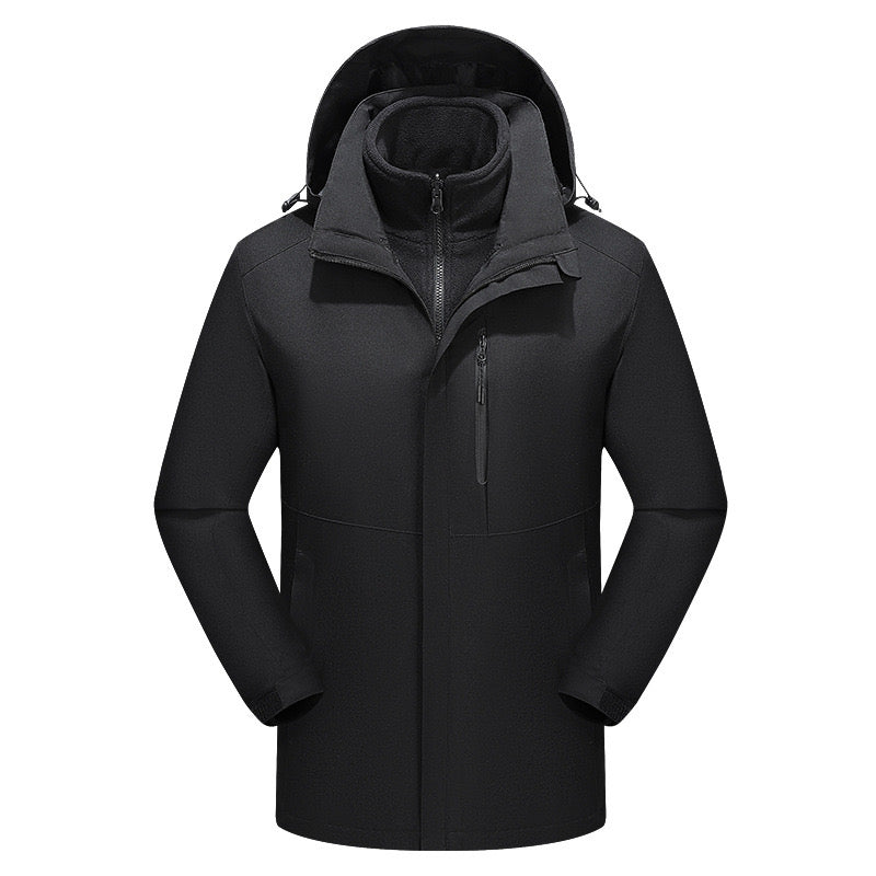 Intelligent heating hardshell jacket 3-in-1 warm USB charging heating cotton-padded jacket men's outdoor cycling ski jacket