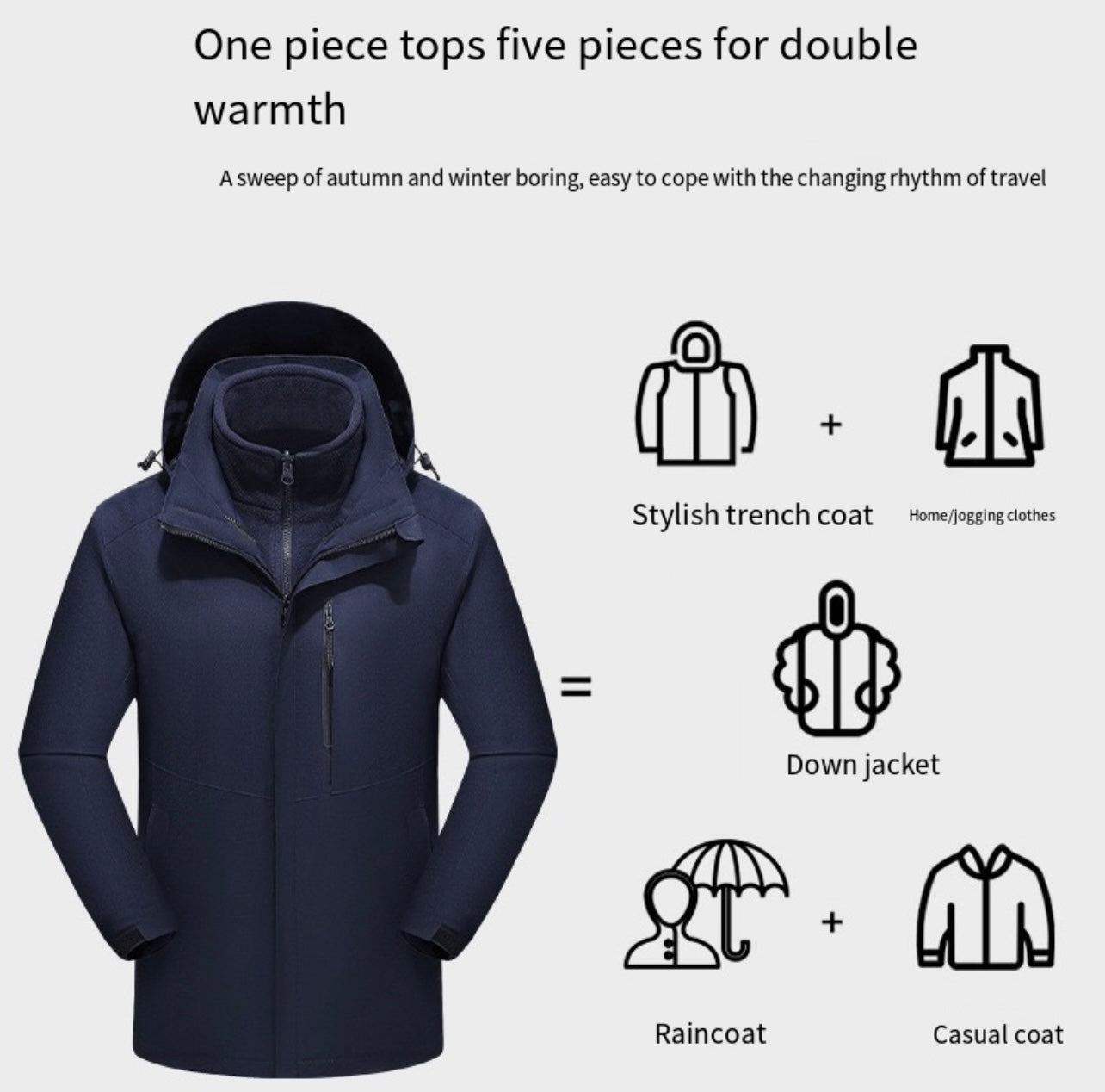 Winter Ice Fishing Intelligent heating hardshell jacket 3-in-1 warm USB charging heating cotton-padded jacket For Fishing