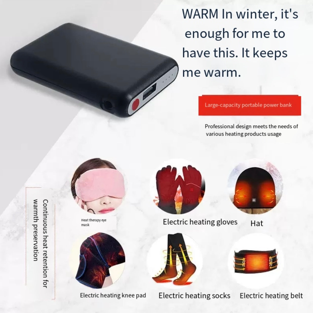 LITEGUEST Mini 5000mAh Power Bank Set with 3 Heat Levels & App Control