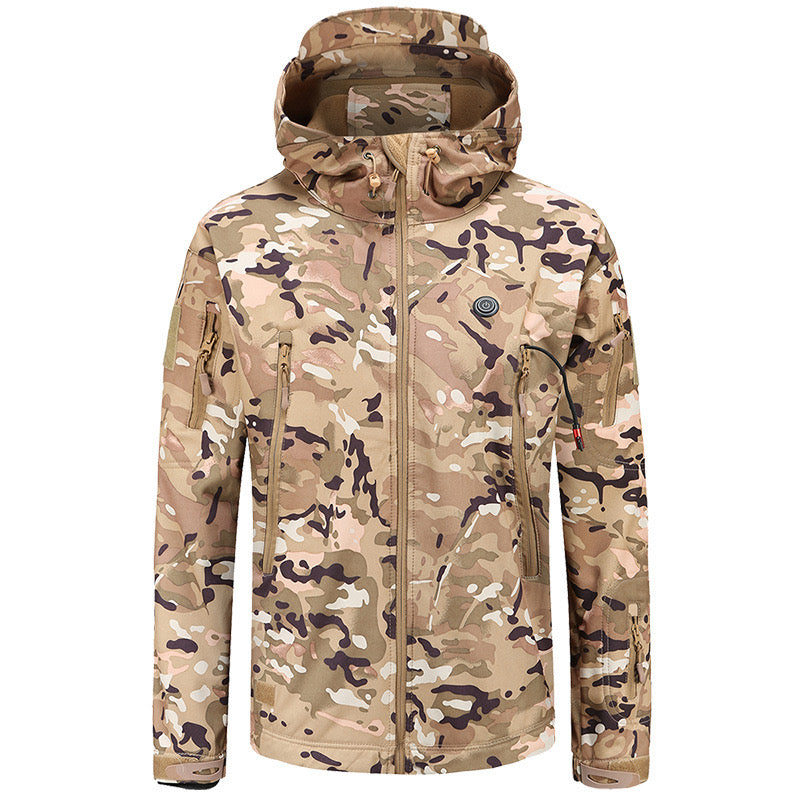 Camouflage Heated Outdoor Jacket With Portable Charger - Stay Warm and Stylish for Hunting, Fishing