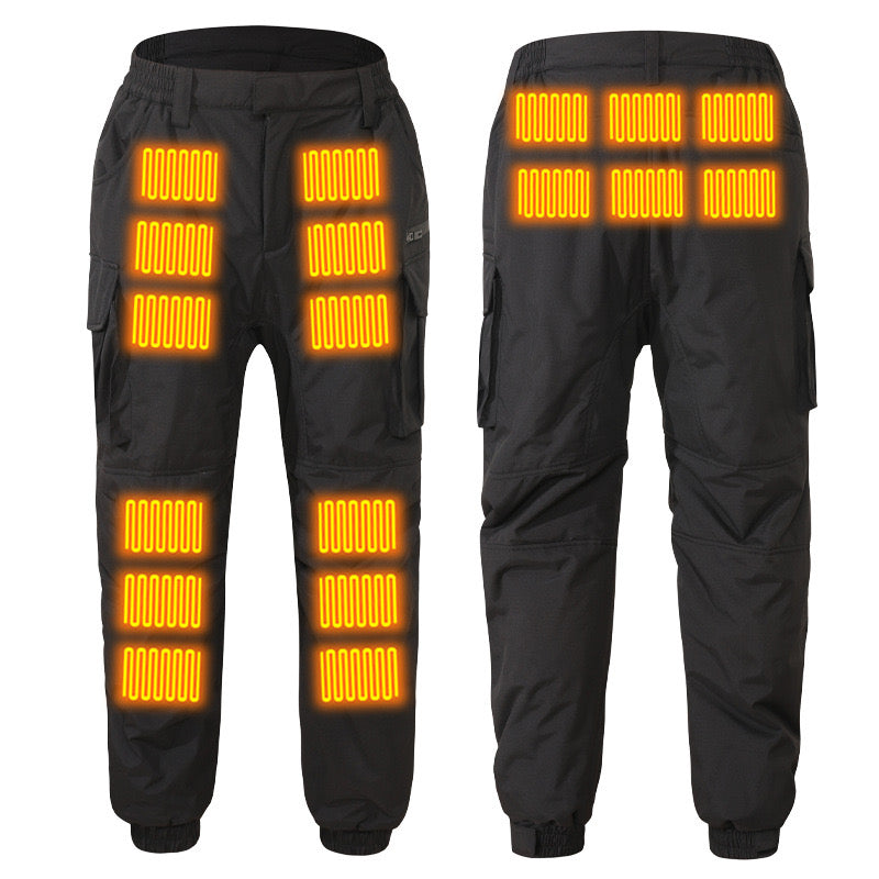 Thickened Winter Thermal Cycling Pants with Multiple Pockets and 18 Heating Zones Heated Pants With Portable Charger