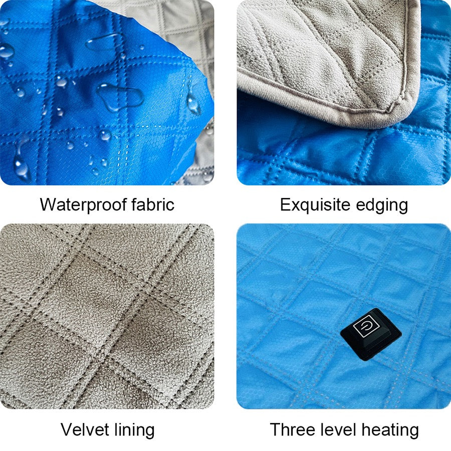 Polar Fleece Heated Camping Blanket With Portable Charger - Waterproof, Thickened, Heated Shawl