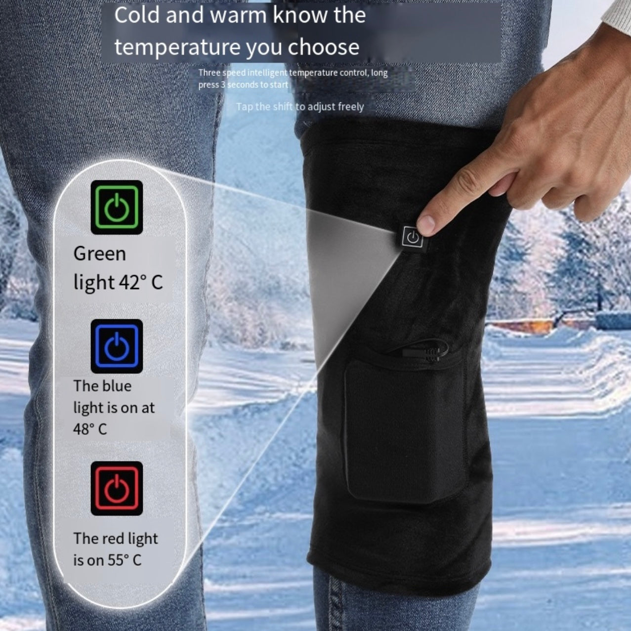 USB-Powered Heated Knee and Elbow Brace: Three-Level Temperature Control for Outdoor Cold Protection and Sports