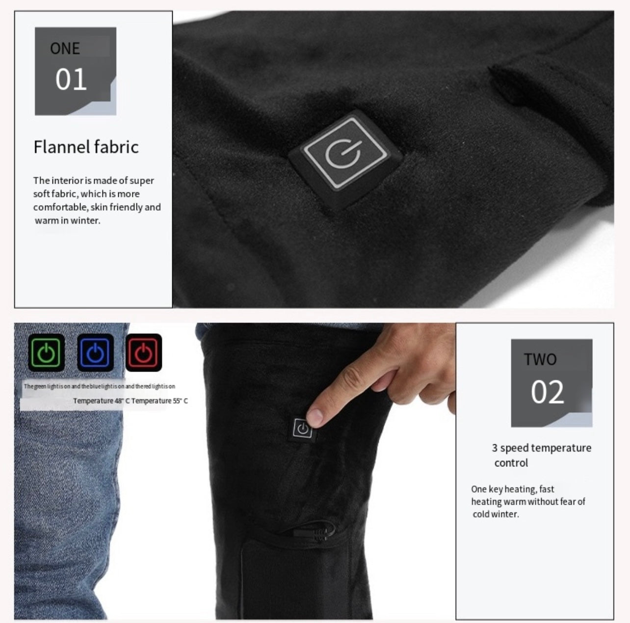 USB-Powered Heated Knee and Elbow Brace: Three-Level Temperature Control for Outdoor Cold Protection and Sports