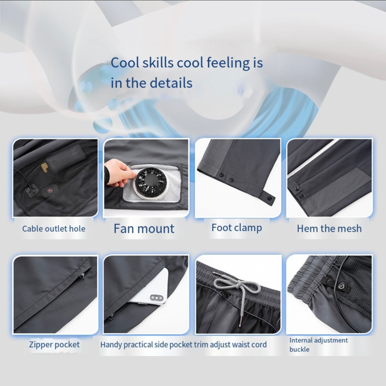 Summer Cooling Solution Smart Air-Conditioned Fan Cooling Pants for Outdoor Activities