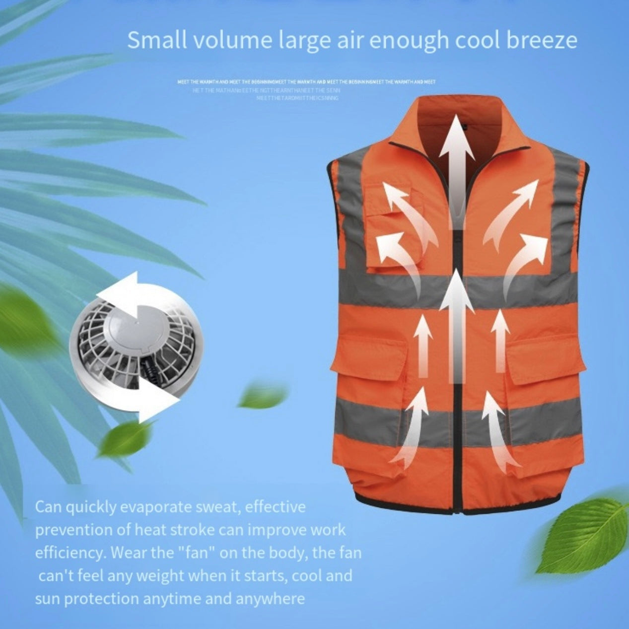 Reflective Cooling Fan Vest Summer Outdoor Workwear Cooling Vest for Outdoor Working