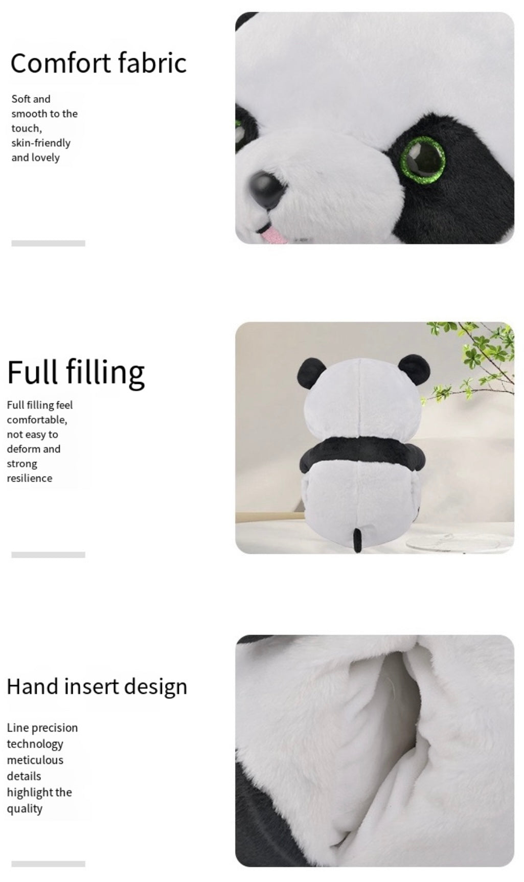 Heated Panda Plush Pillow Winter Warming Cushion for Home