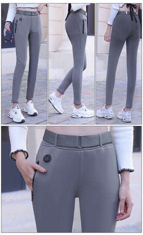 Outdoor warm yoga pants thickened with fleece elastic waist electric heating leggings