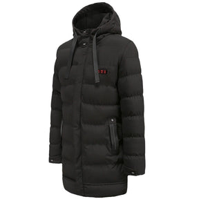 Winter outdoor smart 7 zone heating cotton-padded jacket USB electric heating long windproof warm hooded coat