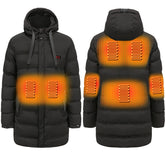 Winter outdoor smart 7 zone heating cotton-padded jacket USB electric heating long windproof warm hooded coat