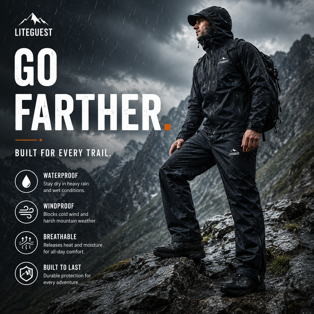 LITEGUEST Adventure Hard Shell Pants – Waterproof Outdoor Shell Pants
