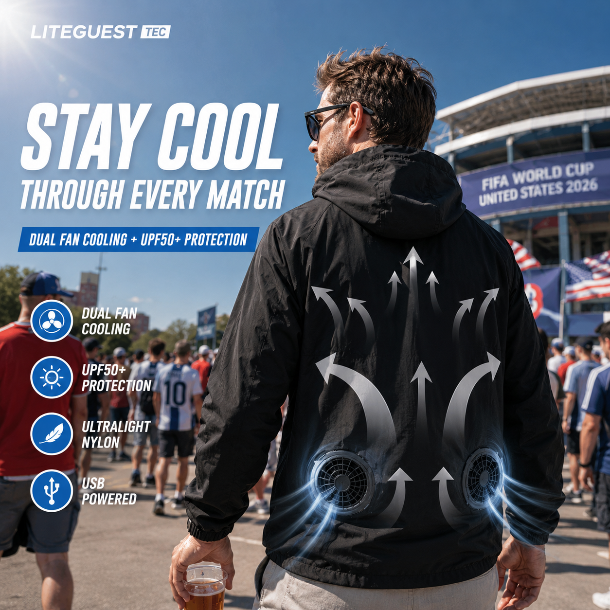 LITEGUEST Ultralight Cooling Fan Jacket | UPF50+ Sun Protection