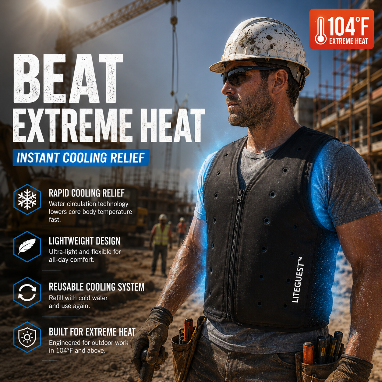 Liteguest Water Cooling Vest for Extreme Heat & Outdoor Work